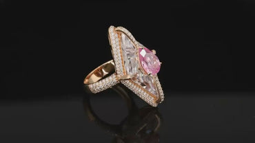 Exquisite Rose Gold Two-Stone "Toi et Moi" Marquise Ring with Diamond Micro-Pavé