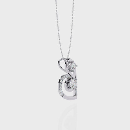 Two-Stone Diamond Swirl Heart Pendant