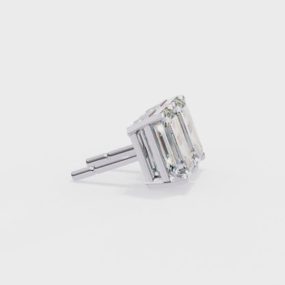 Emerald Cut Moissanite Studs