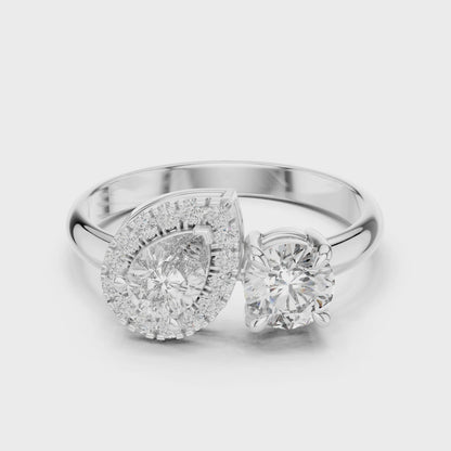 Two-Stone Toi et Moi Diamond Halo Ring