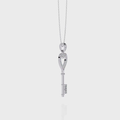Diamond Heart-Key Pendant